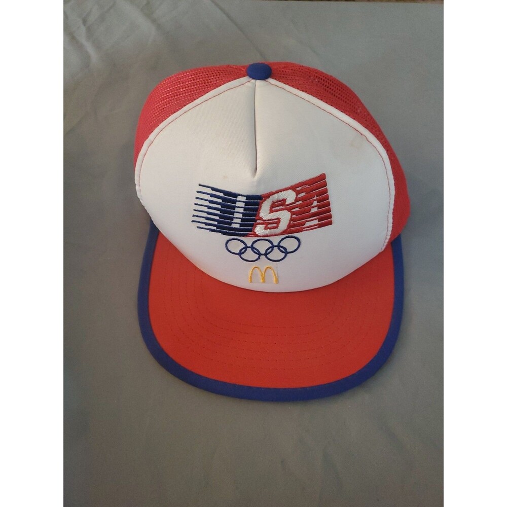Vtg Olympic Games 1984 Snapback Hat McDonalds Team USA Trucker 80's LA Red Blue